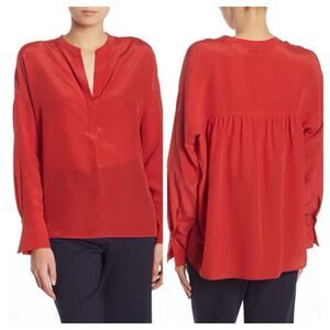 Vince Band Collar Silk Blouse Size Small